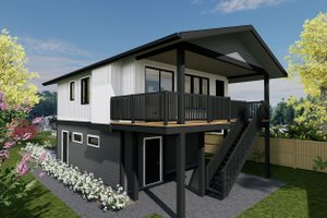 Exterior - Rear Elevation for Craftsman House Plan #1101-8 - 2 bed, 1 bath