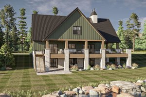 Exterior - Rear Elevation for Farmhouse House Plan #455-404 - 3 bed, 3.5 bath