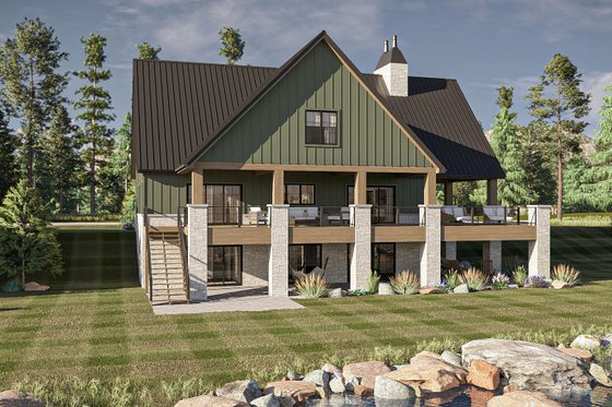 Exterior - Rear Elevation for Farmhouse House Plan #455-404 - 3 bed, 3.5 bath