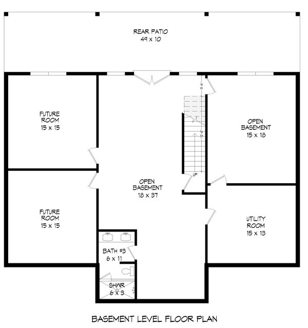 House Blueprint - Country Floor Plan - Lower Floor Plan #932-646