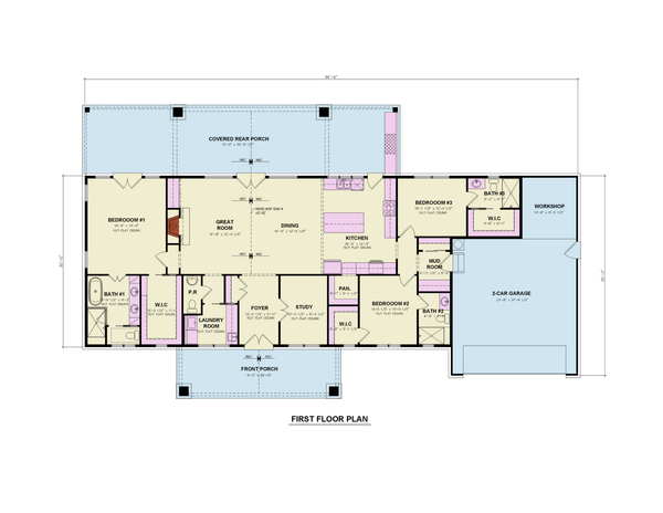 Dream House Plan - Floor Plan - Main Floor for Farmhouse House Plan #119-475 - 3 bed, 3.5 bath