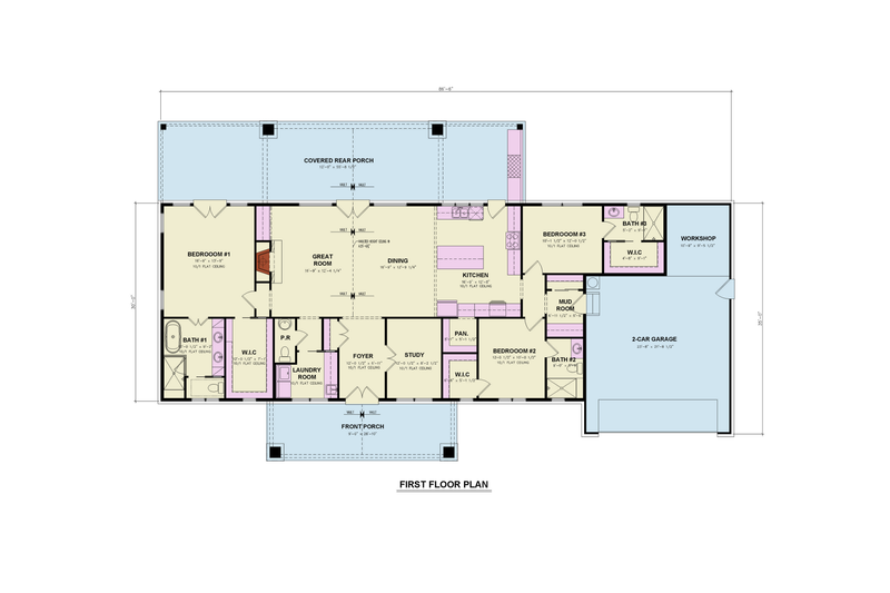 Dream House Plan - Floor Plan - Main Floor for Farmhouse House Plan #119-475 - 3 bed, 3.5 bath