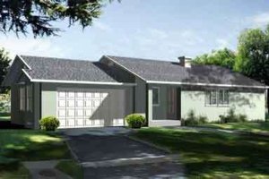 Ranch Exterior - Front Elevation Plan #1-1072