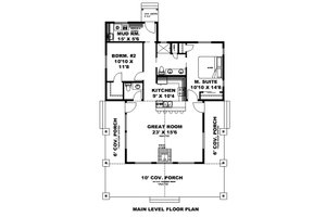 Floor Plan - Main Floor for Cabin House Plan #117-1026 - 2 bed, 1.5 bath