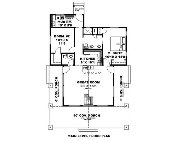 Dream House Plan - Cabin Floor Plan - Main Floor Plan #117-1026