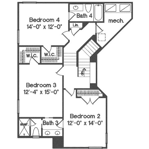 European Floor Plan - Upper Floor Plan #135-118