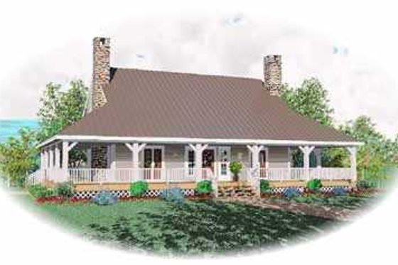 Exterior - Front Elevation for Southern House Plan #81-107 - 3 bed, 2.5 bath