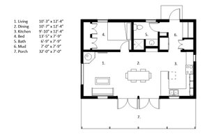 Floor Plan - Main Floor for Cabin House Plan #497-14 - 1 bed, 1 bath