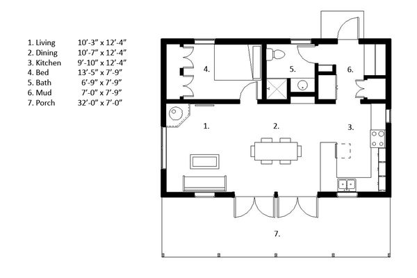Dream House Plan - Cabin Floor Plan - Main Floor Plan #497-14