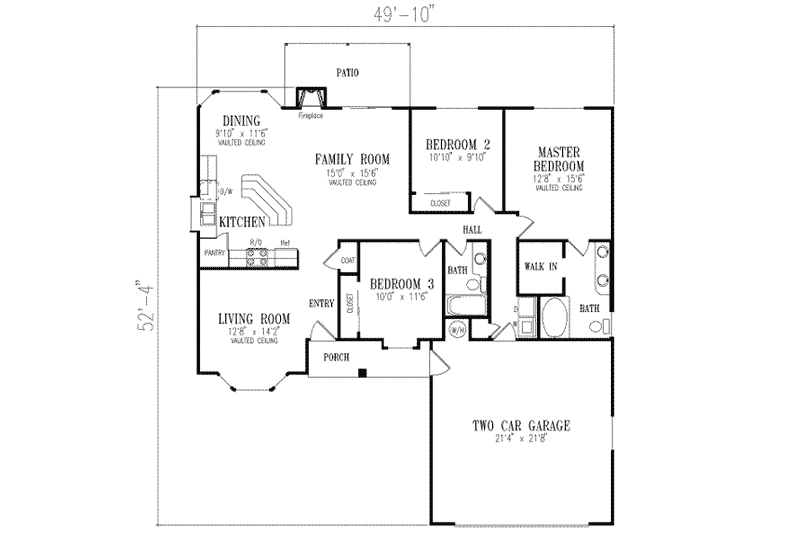 Dream House Plan - Floor Plan - Main Floor for Adobe / Southwestern House Plan #1-268 - 3 bed, 2 bath