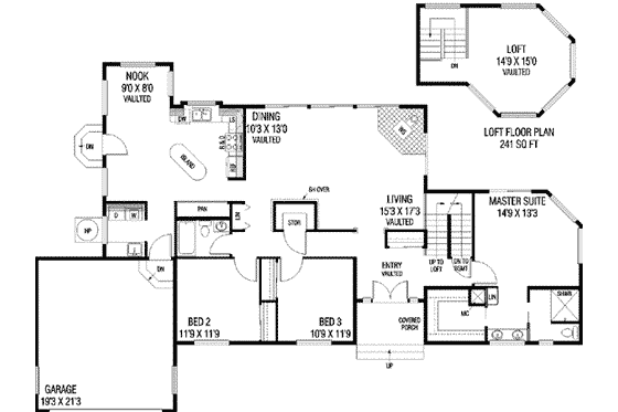 Floor Plan - Main Floor for Modern House Plan #60-619 - 4 bed, 2 bath