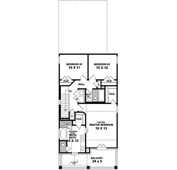 Southern Floor Plan - Upper Floor Plan #81-455