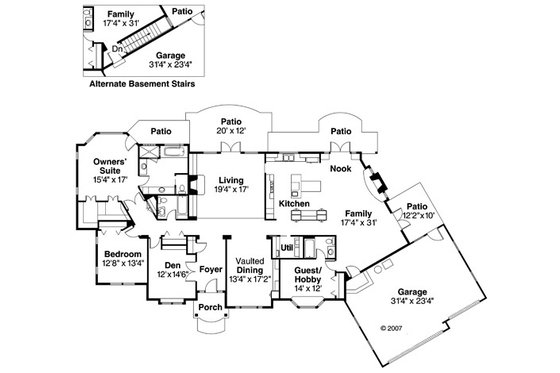 Floor Plan - Main Floor for Ranch House Plan #124-372 - 3 bed, 3 bath