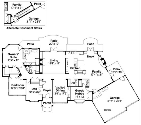 Architectural House Design - Ranch Floor Plan - Main Floor Plan #124-372