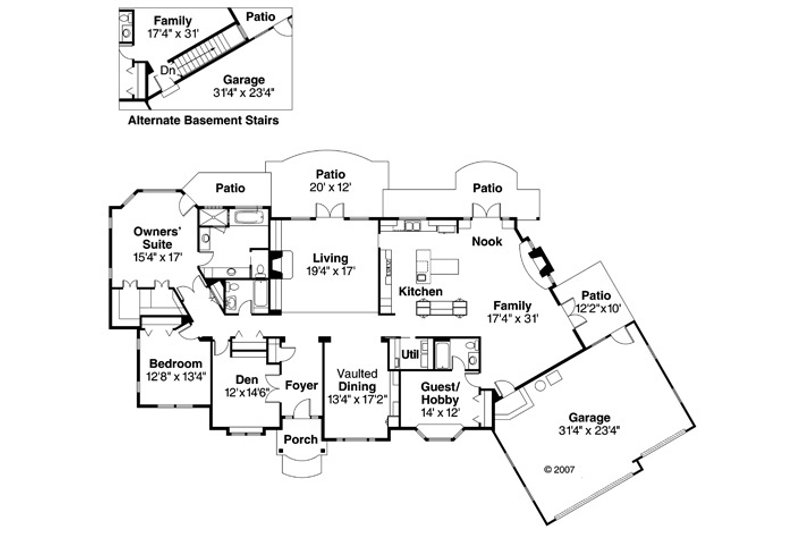Home Plan - Floor Plan - Main Floor for Ranch House Plan #124-372 - 3 bed, 3 bath