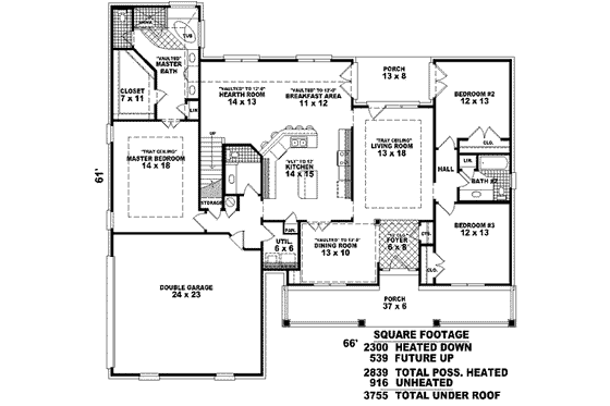 Floor Plan - Main Floor for Southern House Plan #81-162 - 3 bed, 2.5 bath