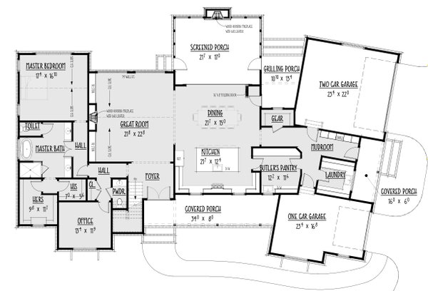 Dream House Plan - Farmhouse Floor Plan - Main Floor Plan #1088-2