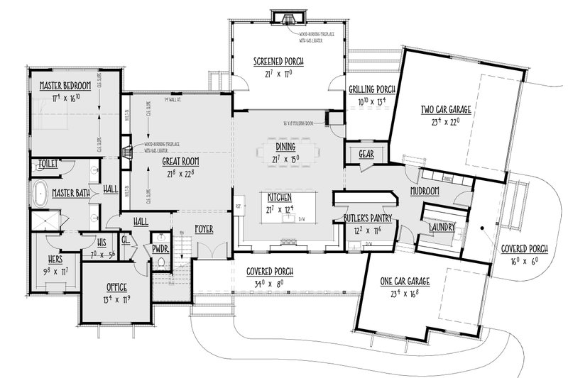 Home Plan - Floor Plan - Main Floor for Farmhouse House Plan #1088-2 - 3 bed, 3.5 bath