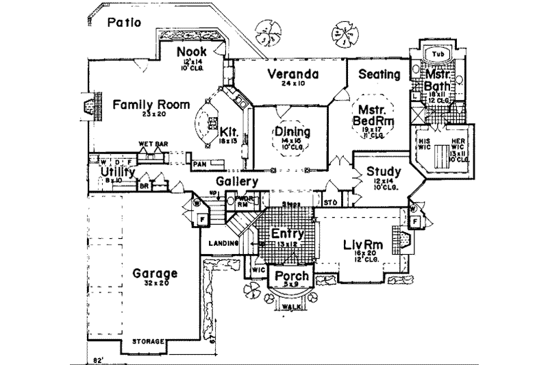 House Plan Design - Floor Plan - Main Floor for European House Plan #52-143 - 4 bed, 4.5 bath