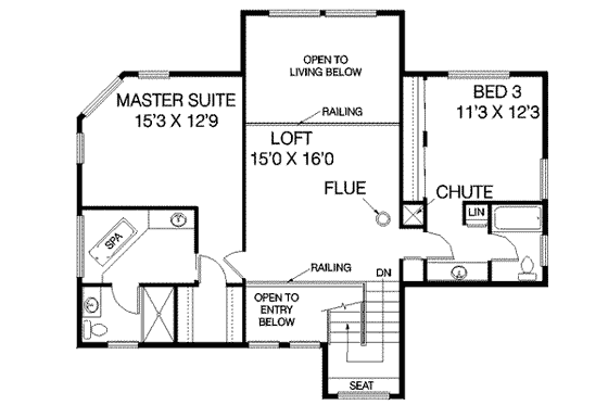 Floor Plan - Upper Floor House Plan #60-327 - 3 bed, 3 bath