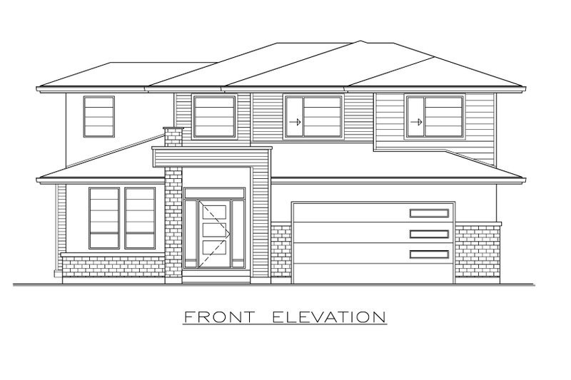 Dream House Plan - Exterior - Front Elevation 3 for Prairie House Plan #1100-100 - 3 bed, 2.5 bath
