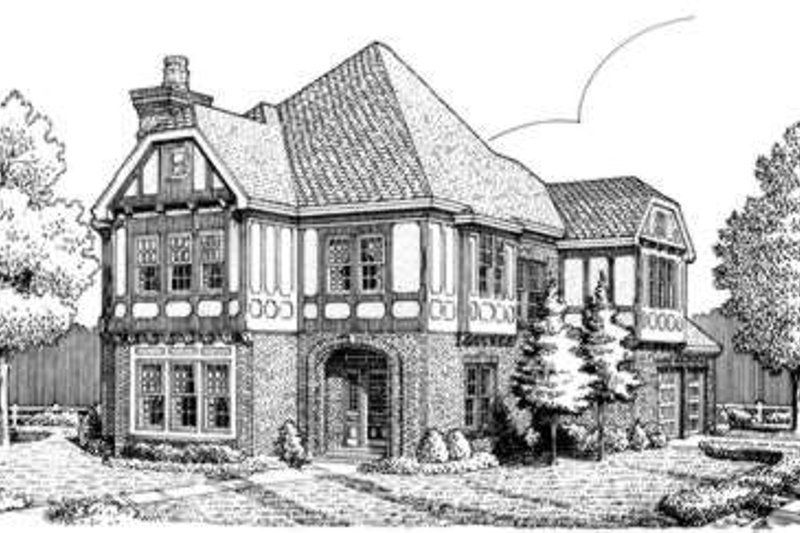 Architectural House Design - Tudor Exterior - Front Elevation Plan #410-213