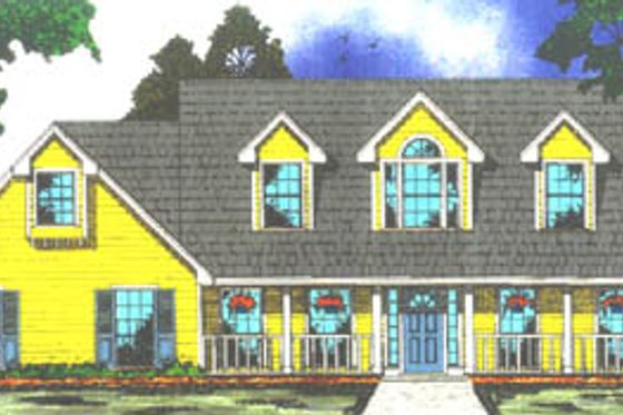 Exterior - Front Elevation for Country House Plan #42-145 - 3 bed, 2.5 bath