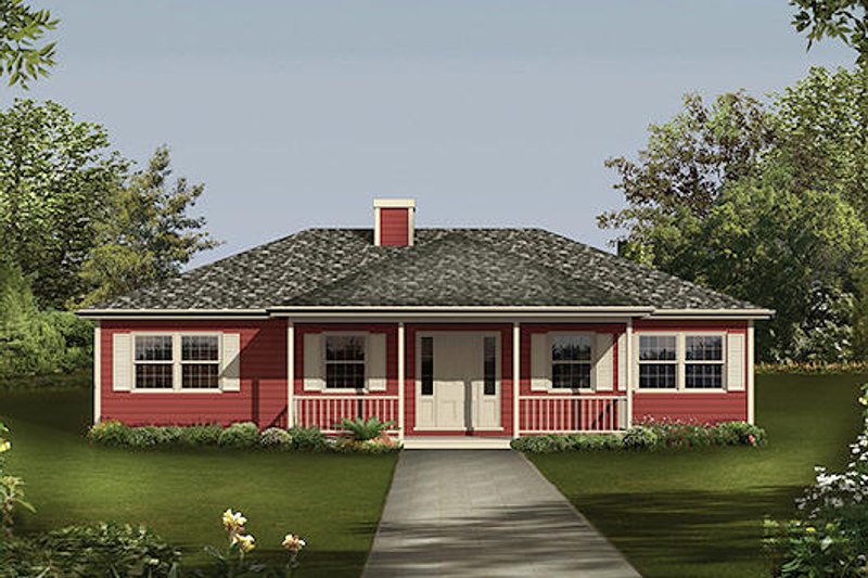 Country Style House Plan - 3 Beds 2 Baths 1364 Sq/Ft Plan #57-447