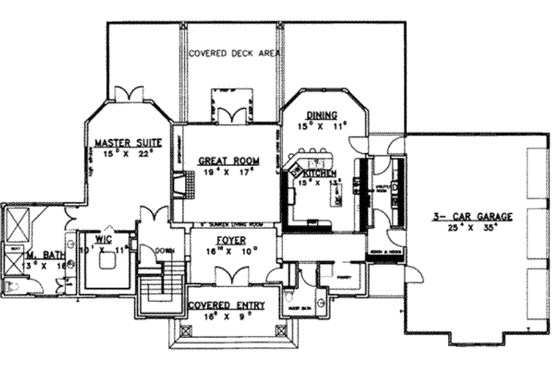 Dream House Plan - Floor Plan - Main Floor for Modern House Plan #117-443 - 2 bed, 2.5 bath