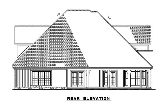Exterior - Rear Elevation for Craftsman House Plan #17-2135 - 4 bed, 3 bath
