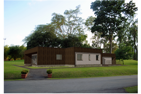 Exterior - Front Elevation for Modern House Plan #549-15 - 3 bed, 2 bath