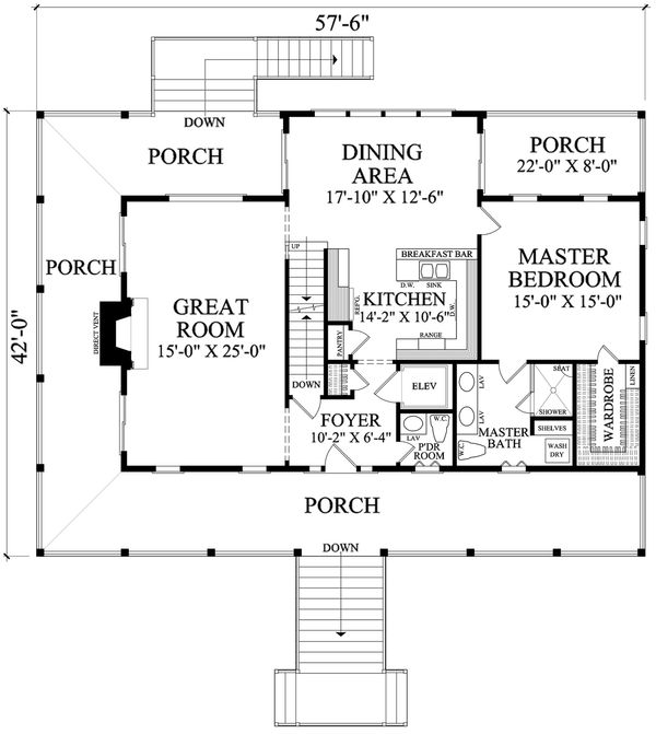 Dream House Plan - Southern style house plan, Country design, main level floor plan