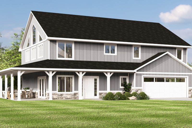 House Blueprint - Farmhouse Exterior - Front Elevation Plan #1064-397