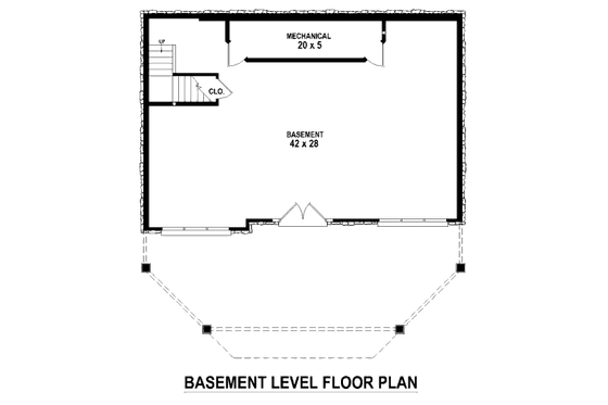 Floor Plan - Lower Floor for Bungalow House Plan #81-13872 - 1 bed, 3 bath