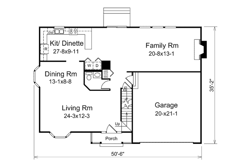Architectural House Design - Floor Plan - Main Floor for Traditional House Plan #57-459 - 4 bed, 2.5 bath
