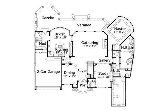 Floor Plan - Main Floor for Mediterranean House Plan #411-318 - 3 bed, 2.5 bath