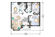 European Style House Plan - 2 Beds 1 Baths 1005 Sq/Ft Plan #23-305 