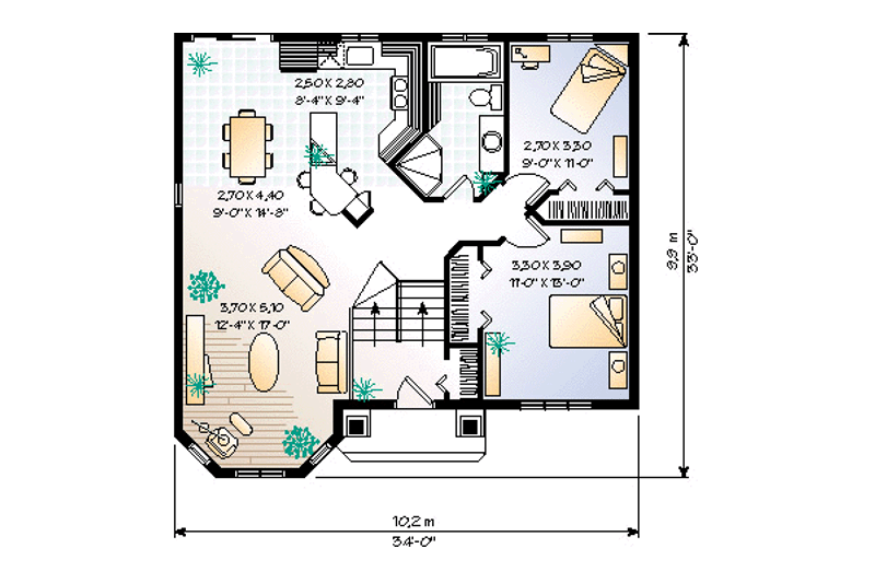 Dream House Plan - Floor Plan - Main Floor for European House Plan #23-305 - 2 bed, 1 bath