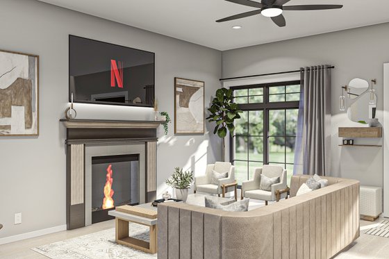 Interior - Family Room for Traditional House Plan #455-545 - 3 bed, 2.5 bath