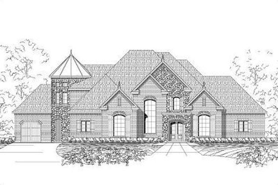 Exterior - Front Elevation for European House Plan #411-341 - 4 bed, 4.5 bath