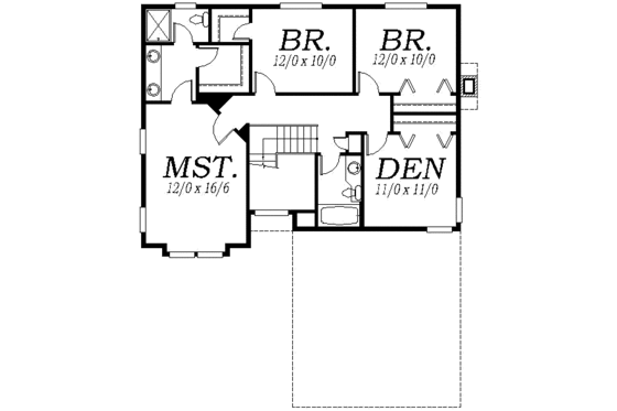 Floor Plan - Upper Floor for Traditional House Plan #130-105 - 3 bed, 2.5 bath