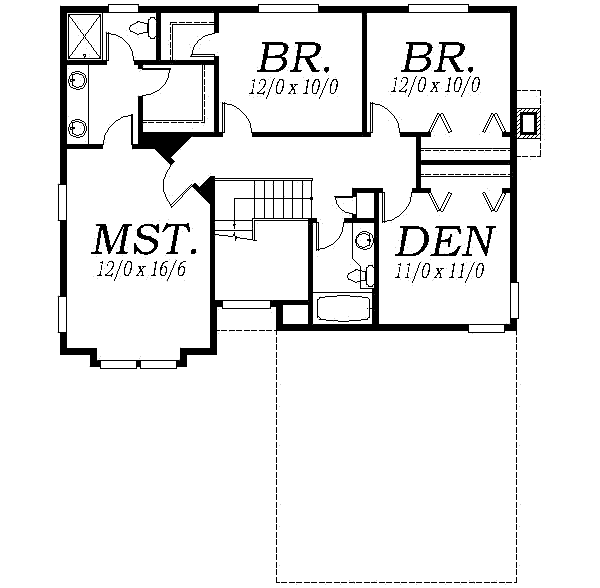 Traditional Floor Plan - Upper Floor Plan #130-105