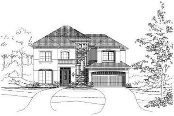 Exterior - Front Elevation for European House Plan #411-644 - 5 bed, 4.5 bath