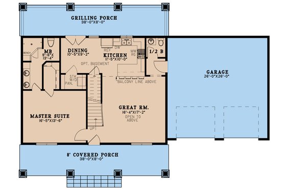 Floor Plan - Main Floor for Country House Plan #923-267 - 3 bed, 2.5 bath