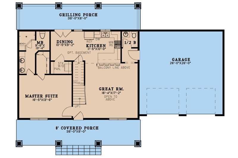 Architectural House Design - Floor Plan - Main Floor for Country House Plan #923-267 - 3 bed, 2.5 bath