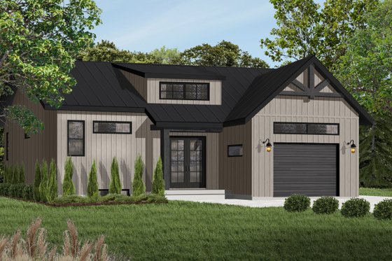 Exterior - Front Elevation 4 for Craftsman House Plan #23-2304 - 2 bed, 1 bath