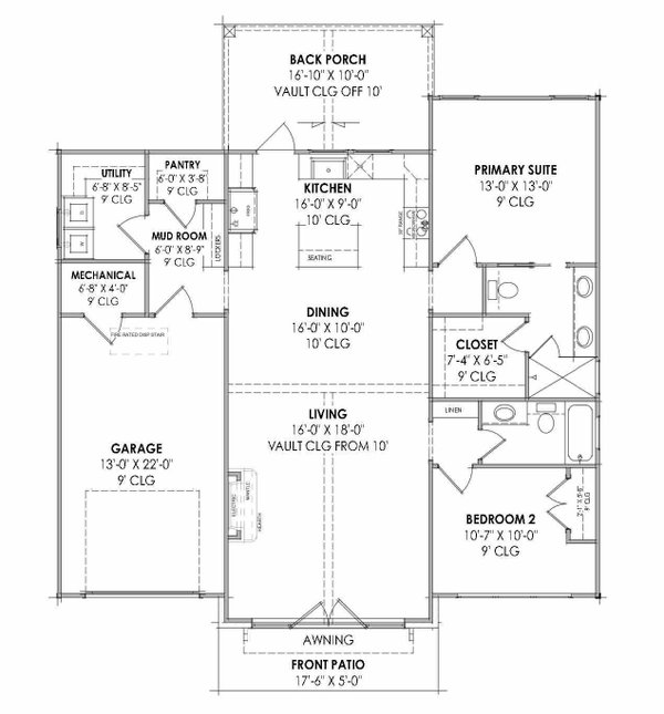 Country Floor Plan - Main Floor Plan #1096-136