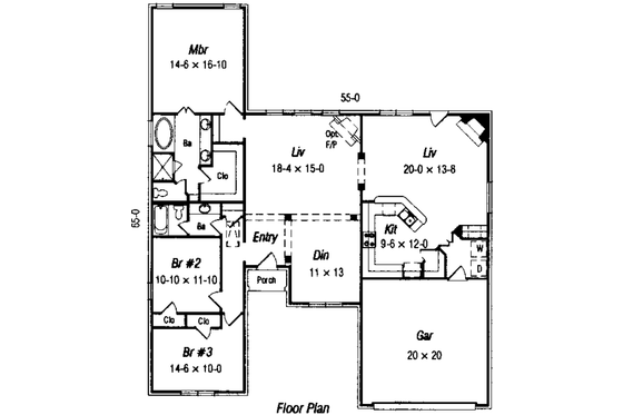 Floor Plan - Main Floor for Cottage House Plan #329-237 - 3 bed, 2 bath