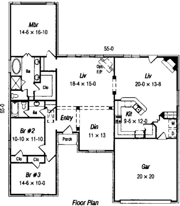 Floor Plan - Main Floor for Cottage House Plan #329-237 - 3 bed, 2 bath