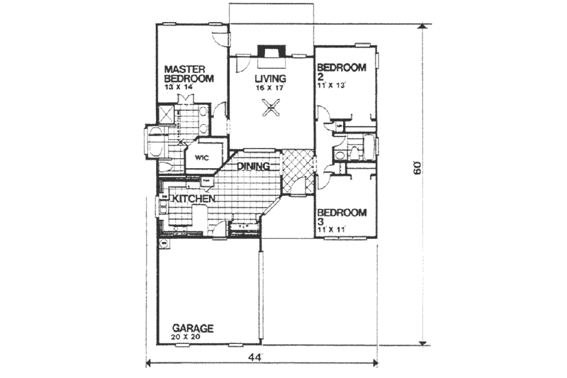 House Plan Design - Floor Plan - Main Floor for Bungalow House Plan #30-138 - 3 bed, 2 bath